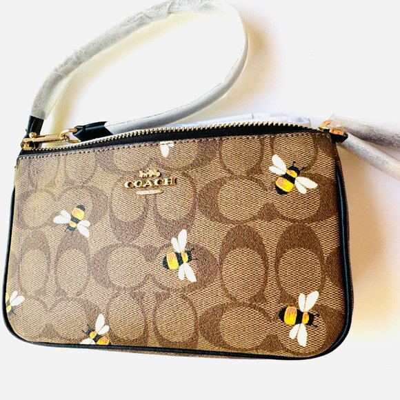 3424 COACH SIGNATURE NOLITA 19 BEE PRINT DESIGNER WALLET PURSE BAG - Picture 3 of 7